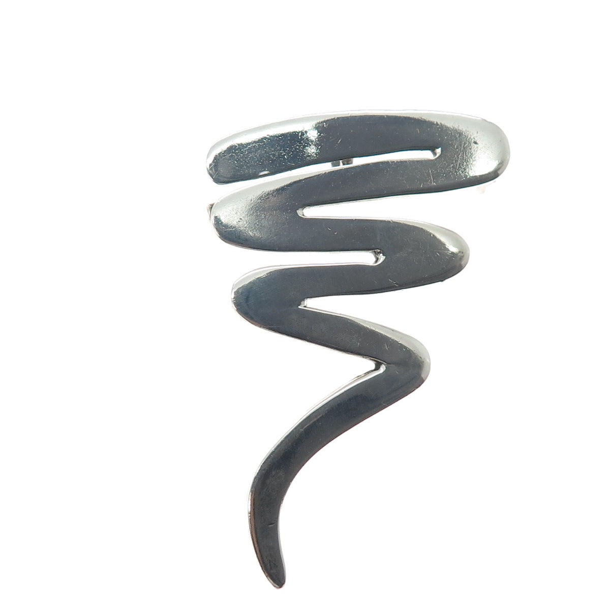 925 Sterling Silver Vintage Mexico Modernist Zig Zag Pin Brooch / Pendant