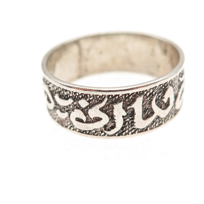 925 Sterling Silver Vintage Arabic Script Oxidized Band Ring Size 8