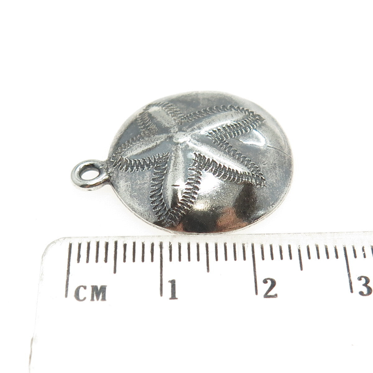 925 Sterling Silver Vintage Sand Dollar Oxidized Pendant