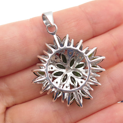 925 Sterling Silver Real Marquise-Cut Peridot & Round-Cut Citrine Charm Pendant