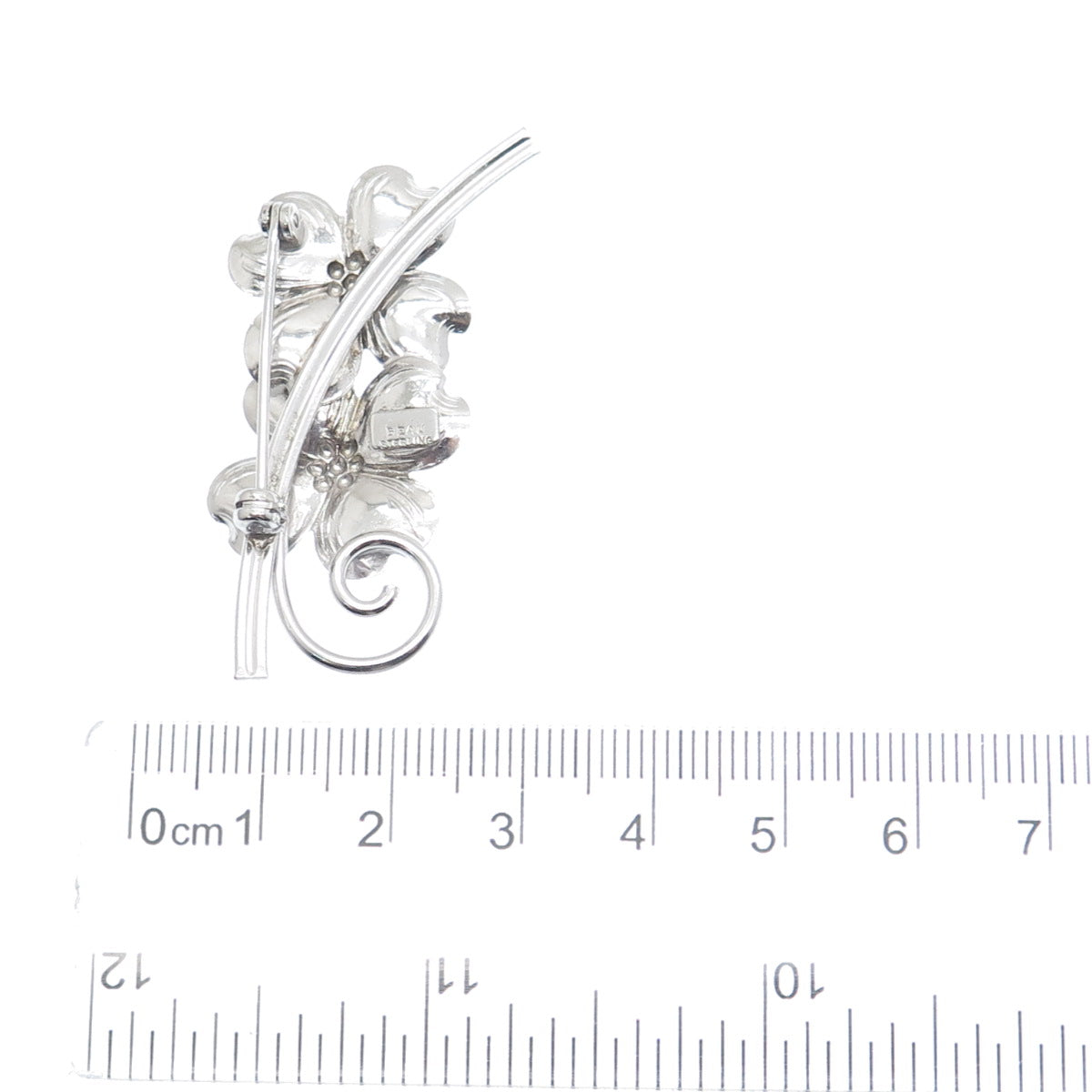 BEAU 925 Sterling Silver Vintage Dogwood Flower Pin Brooch