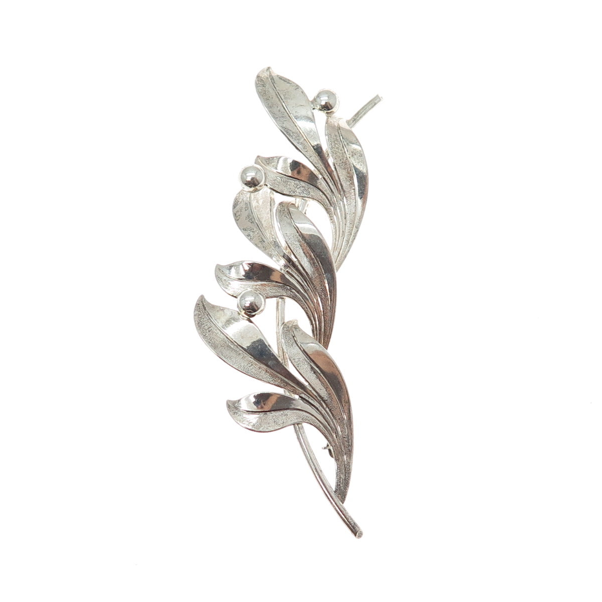 FORSTNER 925 Sterling Silver Antique Art Deco Floral Leaf Pin Brooch
