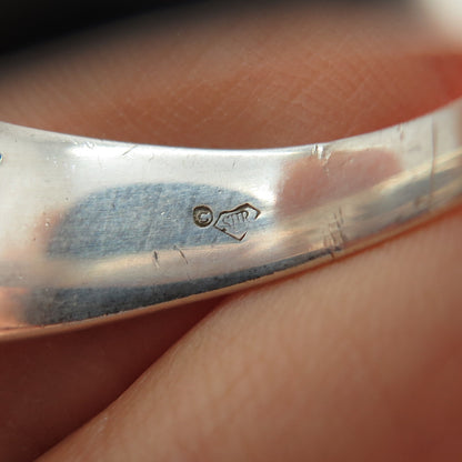 925 Sterling Silver Real Round-Cut Diamond Ribbed Ring Size 13