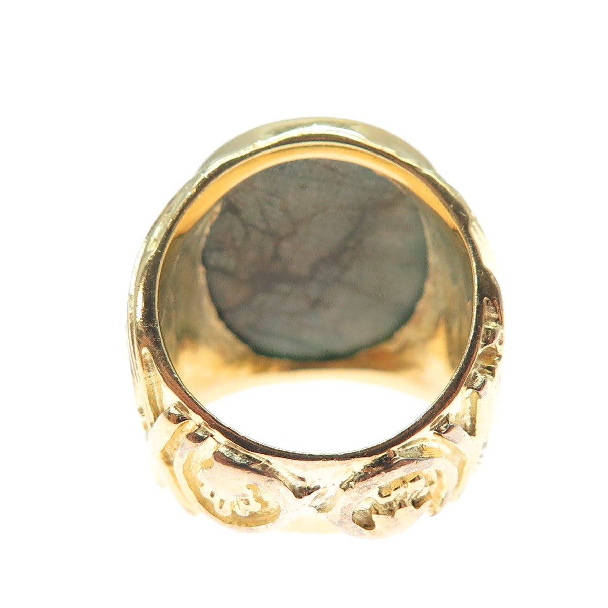 CHAPAL ZENRAY 925 Sterling Silver Gold Plated Real Emerald Ring Size 5.25
