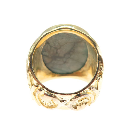CHAPAL ZENRAY 925 Sterling Silver Gold Plated Real Emerald Ring Size 5.25