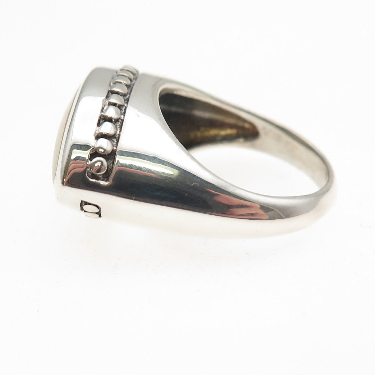 CFJ Collins Fine 925 Sterling Silver Vintage Real MOP Modernist Ring Size 6.75
