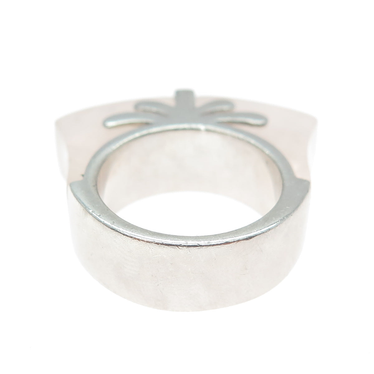 925 Sterling Silver Vintage Real Rose Quartz Modernist Ring Size 6.25
