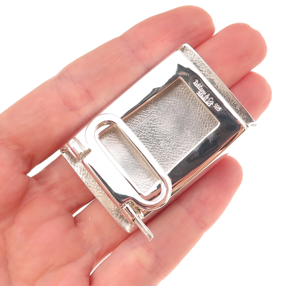 Tiffany & Co. 925 Sterling Silver Vintage Engraved JAS Mono Belt Buckle