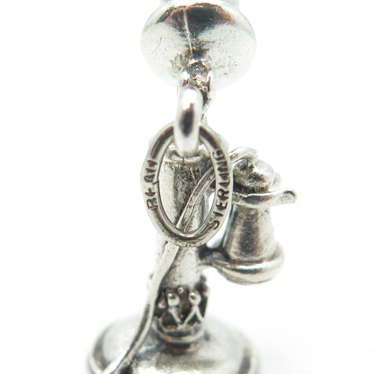 BEAU 925 Sterling Silver Vintage Candlestick Phone Charm Pendant