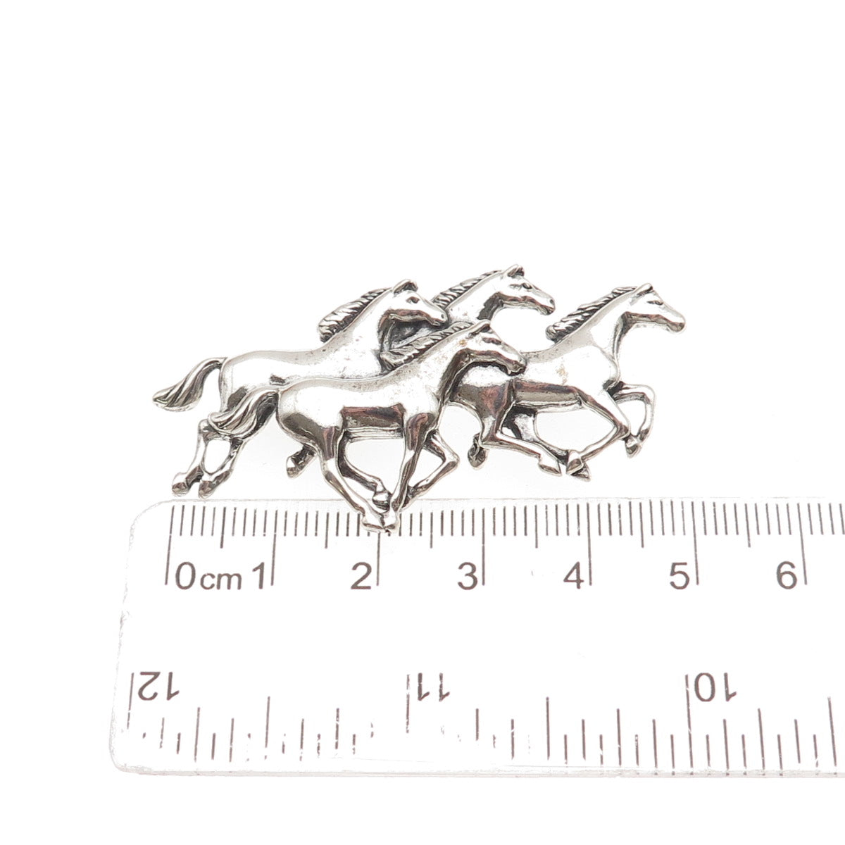 SHUBE 925 Sterling Silver Vintage Wild Horses Oxidized Pin Brooch