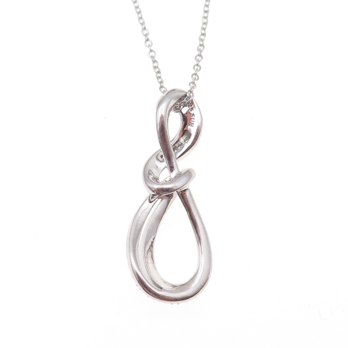Sun 925 Sterling Silver Real Diamond Infinity Cable Chain Necklace 18"