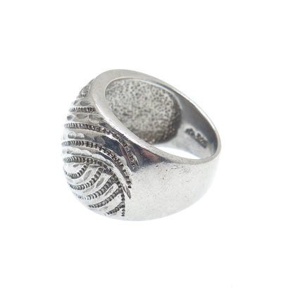 CHATEAU D'ARGENT 925 Sterling Silver Vintage Diamond-Cut Oxidized Ring Size 7