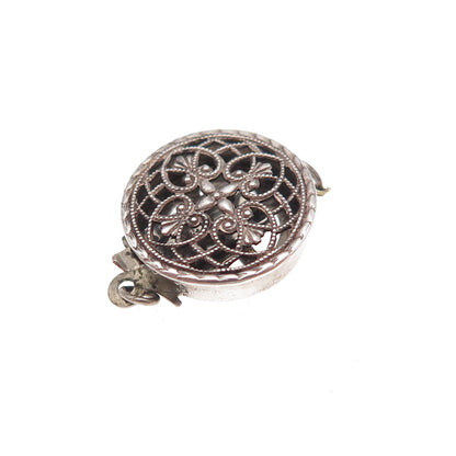 925 Sterling Silver Antique Art Deco Bracelet / Necklace Filigree Box Lock Clasp
