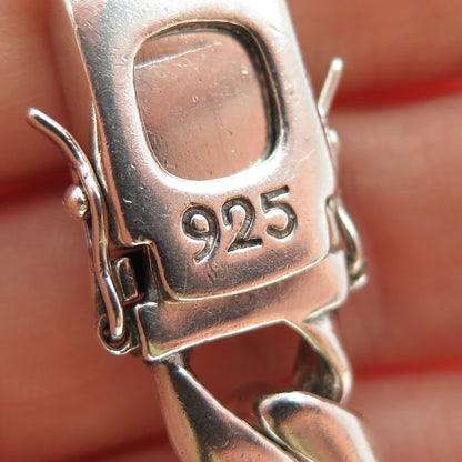 925 Sterling Silver Vintage Fleur de Lis Cross Oxidized Anchor Link Bracelet 8"