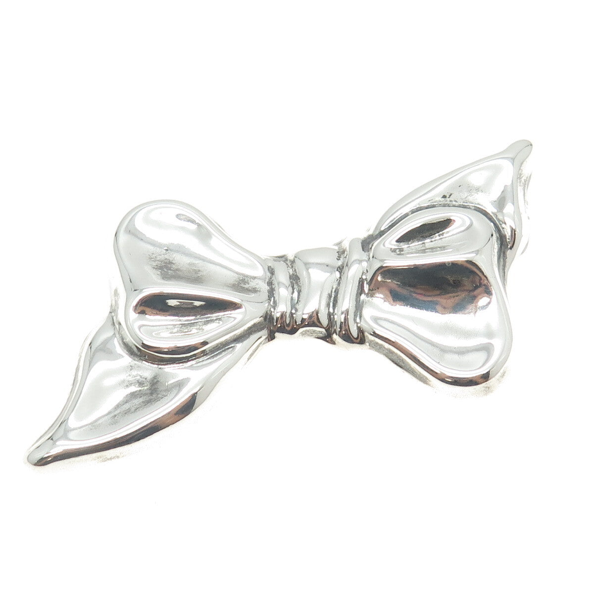 925 Sterling Silver Vintage Mexico Puffy Ribbon Bow Pin Brooch