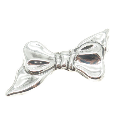 925 Sterling Silver Vintage Mexico Puffy Ribbon Bow Pin Brooch