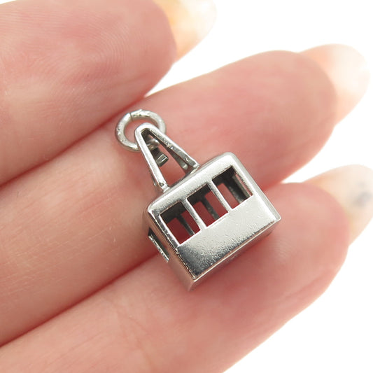 800 Silver Antique Art Deco Cable Car Minimalist Charm Pendant