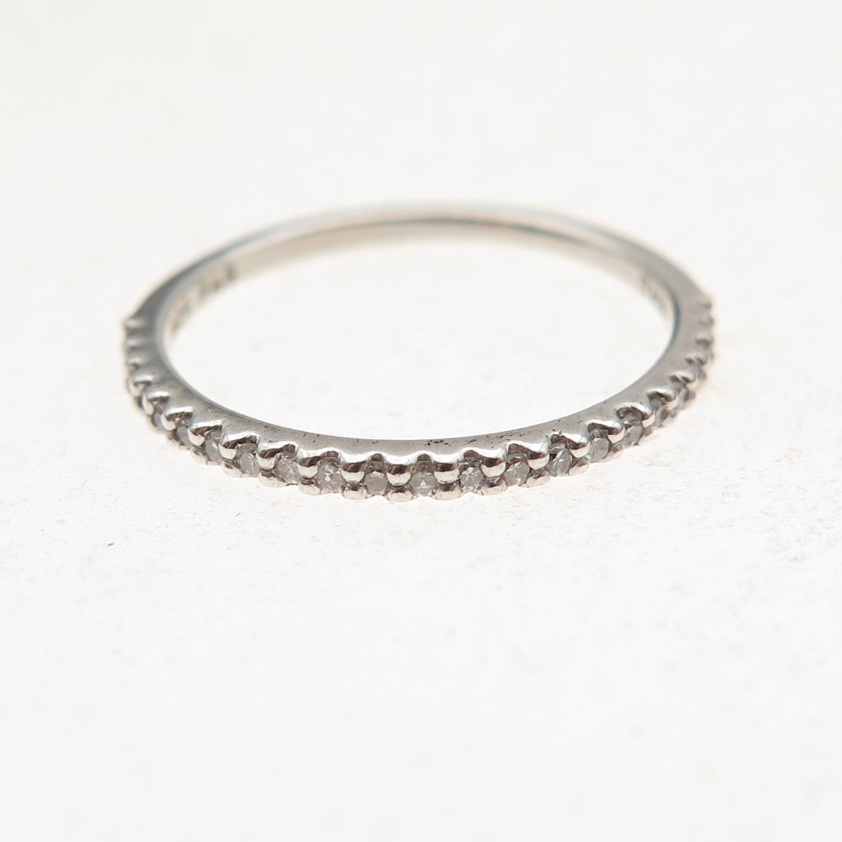 925 Sterling Silver Round-Cut C Z Half Eternity Stackable Band Ring Size 5.25