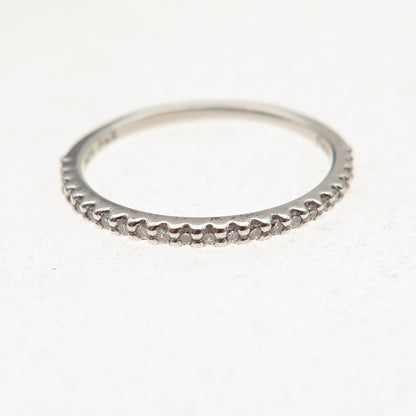 925 Sterling Silver Round-Cut C Z Half Eternity Stackable Band Ring Size 5.25