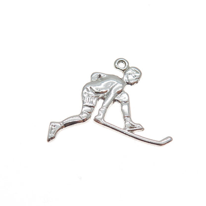 RQC REMBRANDT 925 Sterling Silver Vintage Hockey Player Charm Pendant