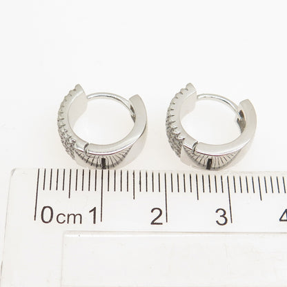 925 Sterling Silver Round-Cut C Z Sparkle Hoop Earrings