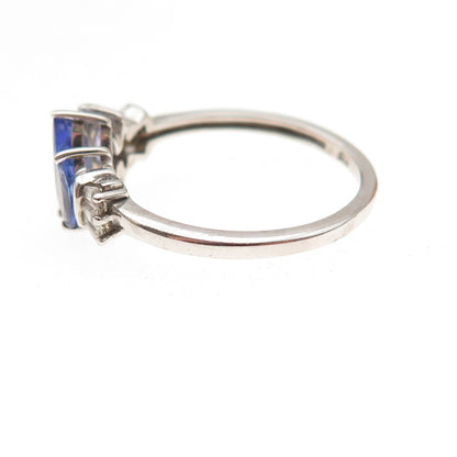 Chuck Clemency 925 Sterling Silver Real Tanzanite & White Topaz Ring Size 8