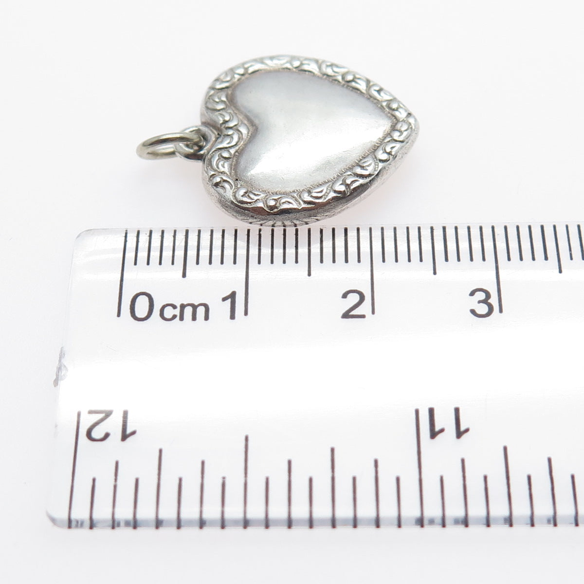 925 Sterling Silver Antique Art Deco Chatelaine Heart Minimalist Charm Pendant