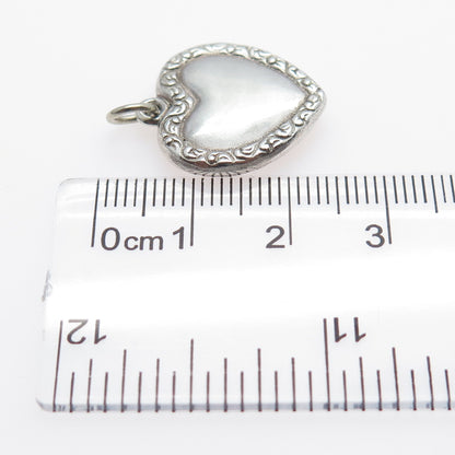 925 Sterling Silver Antique Art Deco Chatelaine Heart Minimalist Charm Pendant