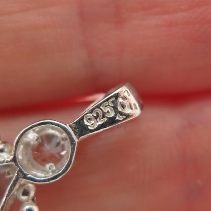 CELLINI Sterling Vintage Blue White CZ March Birthstone Girl Articulated Pendant