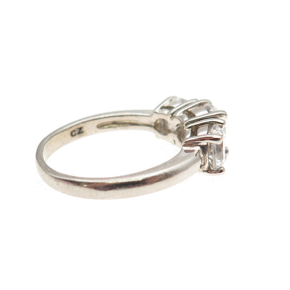 RJ Graziano 925 Sterling Silver Round-Cut C Z Engagement Ring Size 6.75