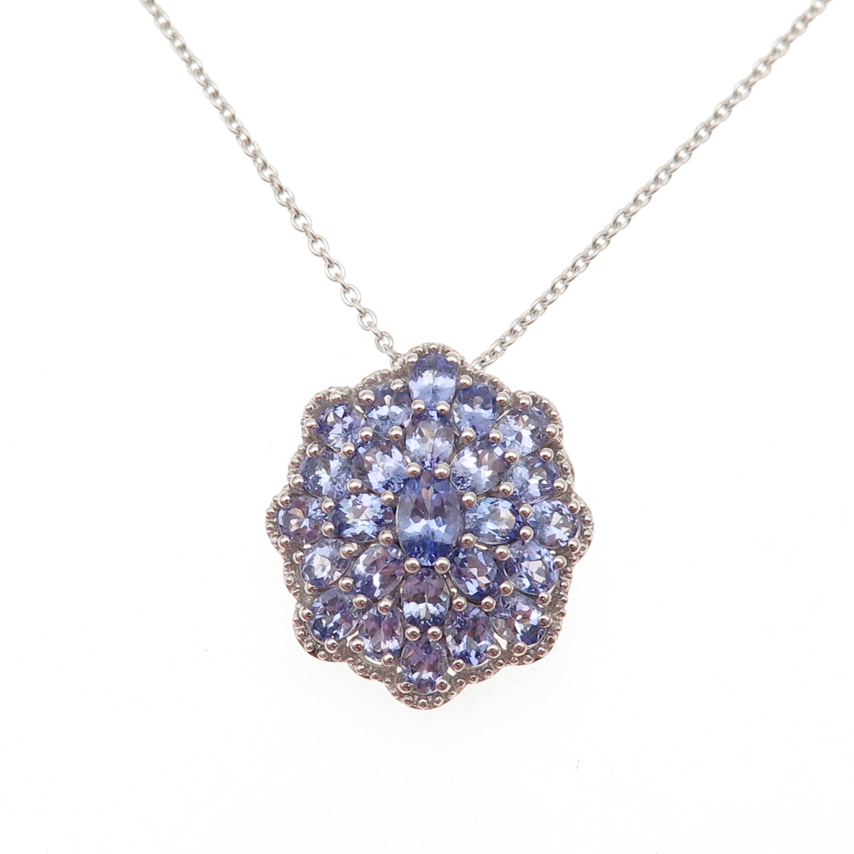 Chuck Clemency 925 Sterling Silver Real Tanzanite Cable Chain Necklace 20"