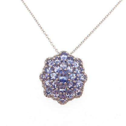 Chuck Clemency 925 Sterling Silver Real Tanzanite Cable Chain Necklace 20"
