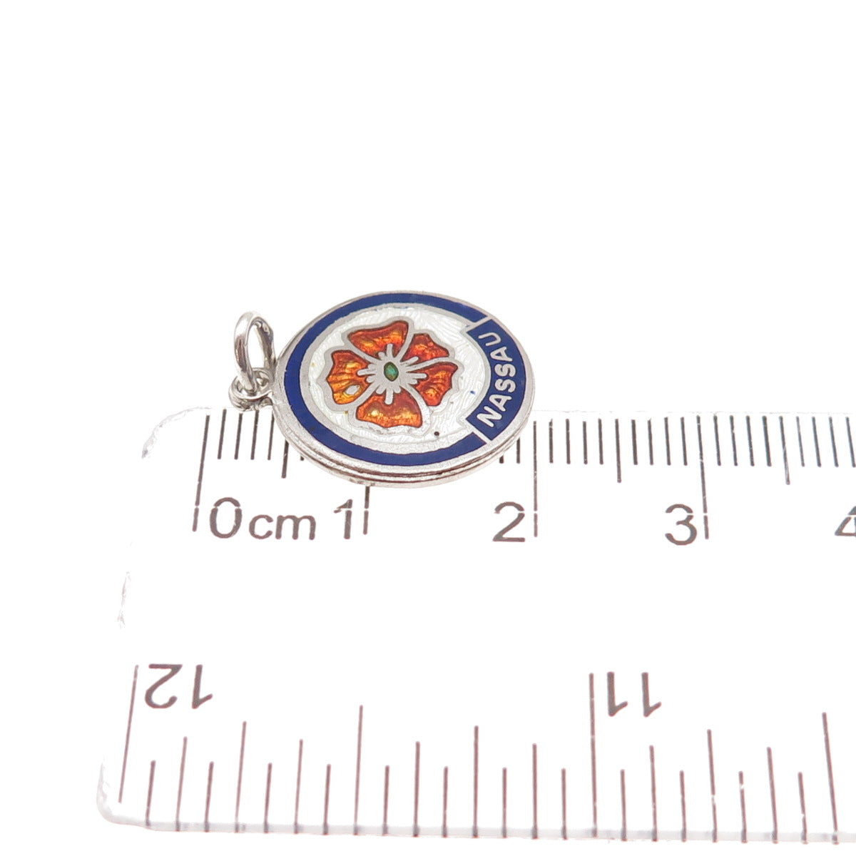 Breadner Co. Sterling Silver Vintage Enamel Nassau Hibiscus Mini Charm Pendant