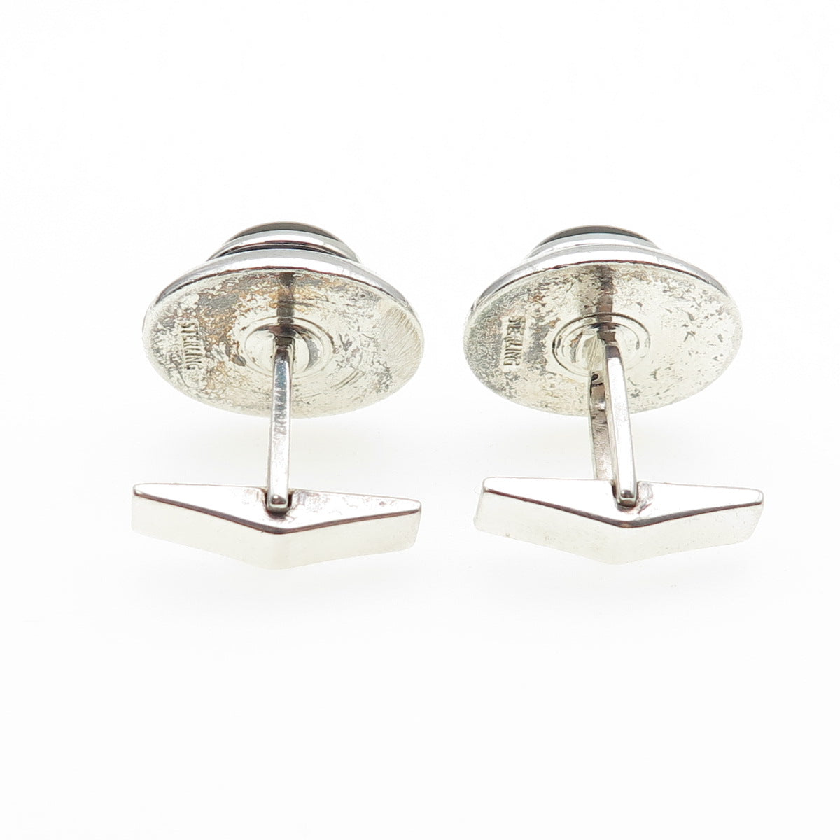 HICKOK 925 Sterling Silver Vintage Real Tiger Eye Cufflinks