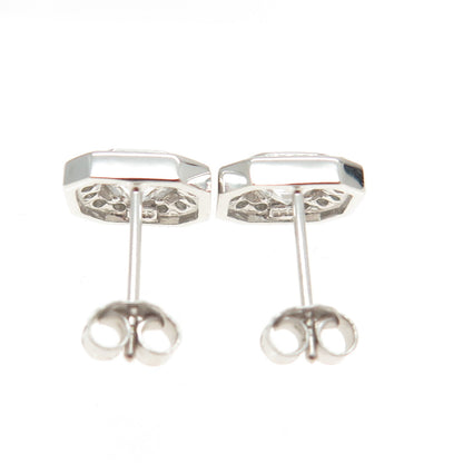 925 Sterling Silver Cushion-Cut & Round-Cut Shaped C Z Stud Earrings