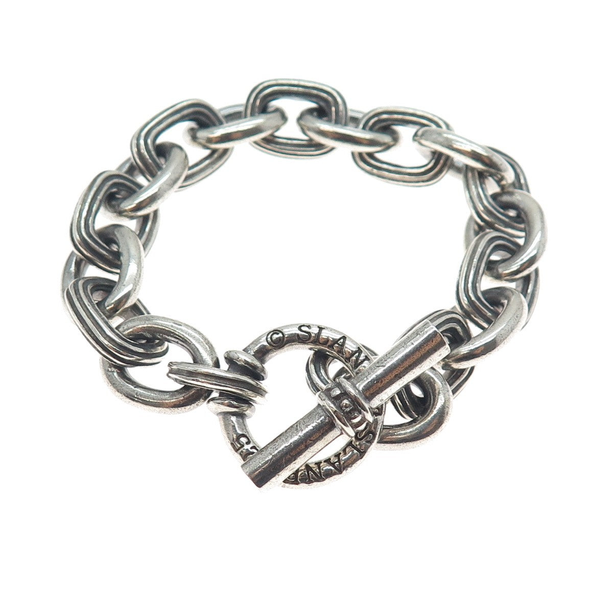 SLANE & SLANE 925 Sterling Silver Vintage Cable Link Oxidized Bracelet 6.25"