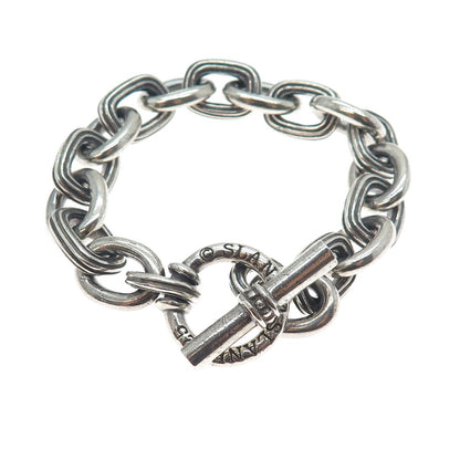 SLANE & SLANE 925 Sterling Silver Vintage Cable Link Oxidized Bracelet 6.25"