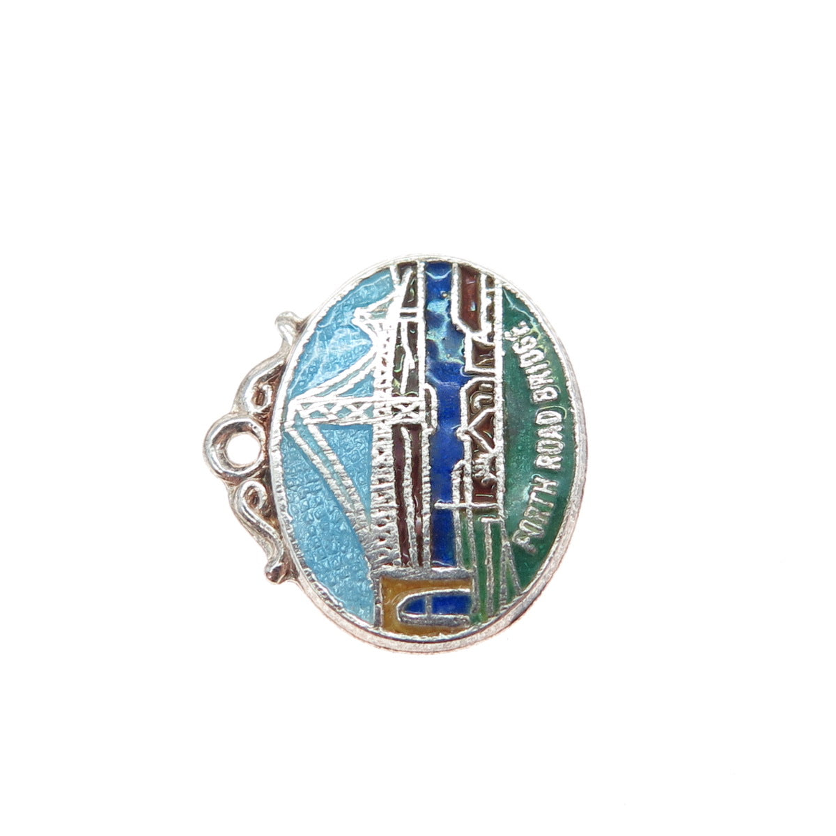 WBS WARD BROS Sterling Antique Enamel Forth Road Bridge Minimalist Charm Pendant