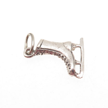 Beau 925 Sterling Silver Vintage Ice Skating Shoe Oxidized Charm Pendant