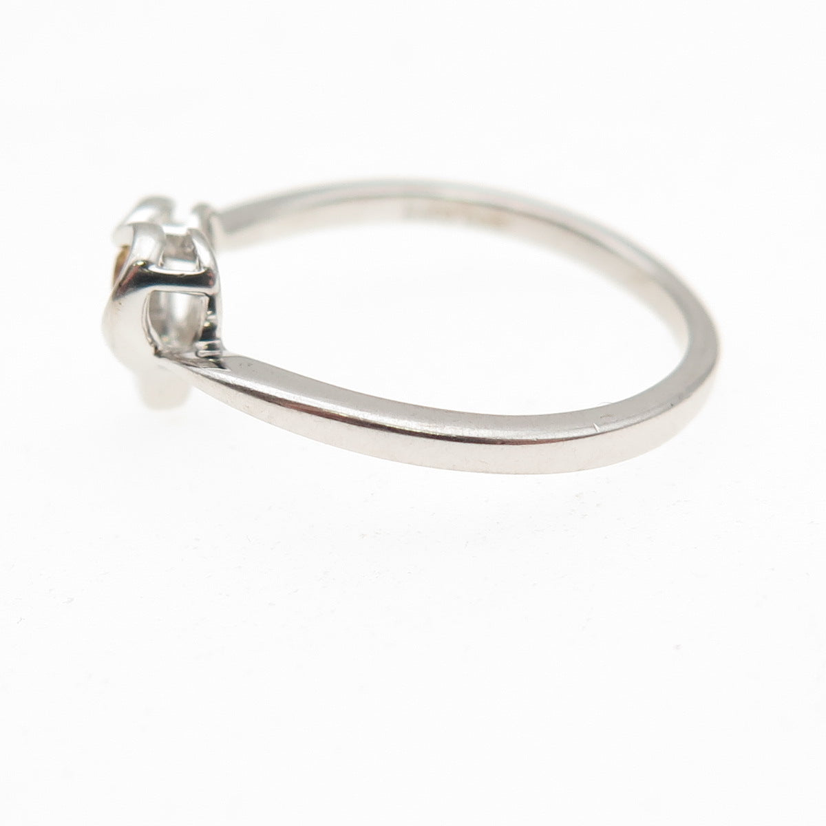 925 Sterling Silver Round-Cut Champagne C Z Heart Ring Size 6.75