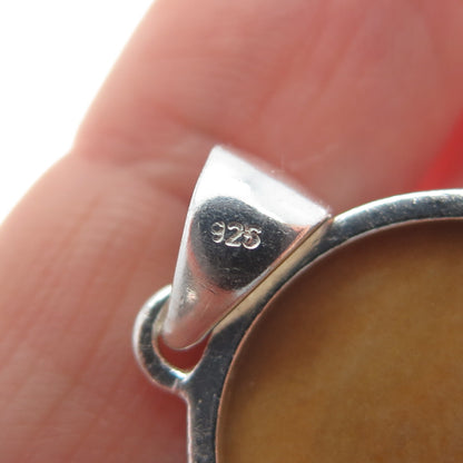 925 Sterling Silver Vintage Real Polka Dot Ocean Jasper Oval Charm Pendant