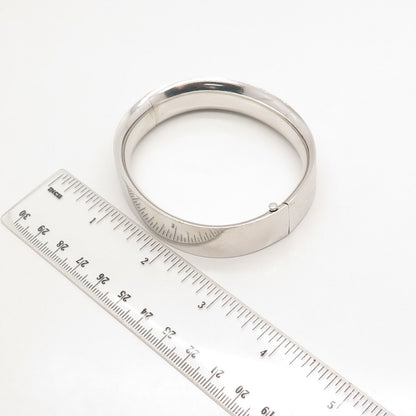 925 Sterling Silver Vintage BOJAR Etched Floral Hinged Bangle Bracelet 7.5"