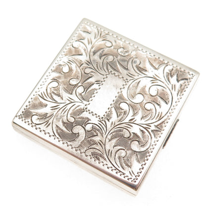 950 Silver Antique Art Deco Engraved Floral Stamp Box