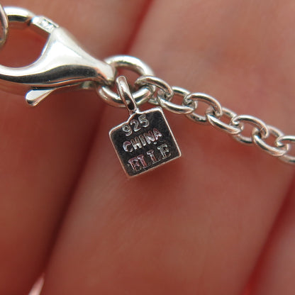 ELLE 925 Sterling Silver Vintage Real Ruby Modernist Cable Chain Necklace 24"