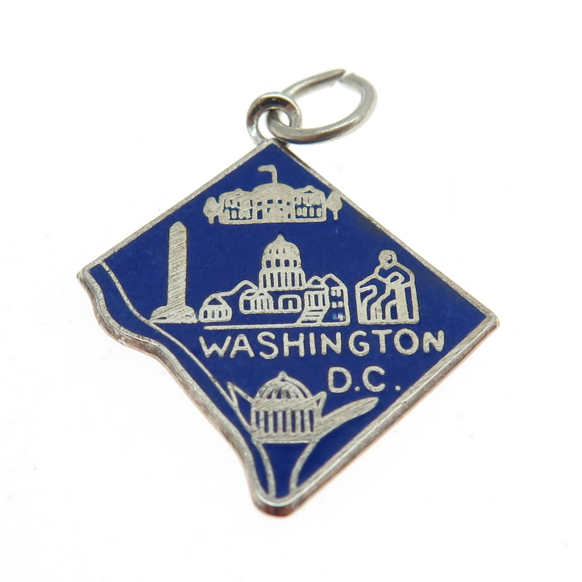 925 Sterling Silver Vintage Enamel "Washington D.C." Charm Pendant