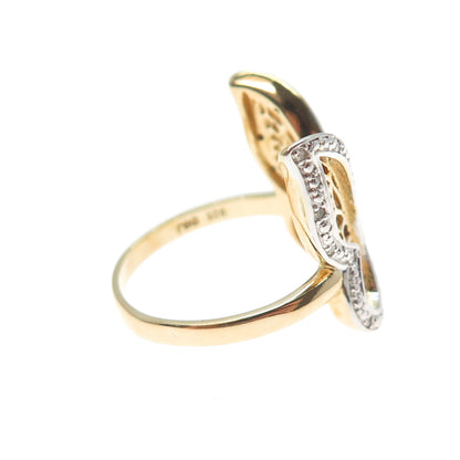 DBJ DEE BERKLE Sterling Silver Gold Plated Real Diamond Butterfly Ring Size 10