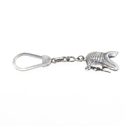 800 Silver Vintage Egyptian Pharaoh Oxidized Key Fob Chain