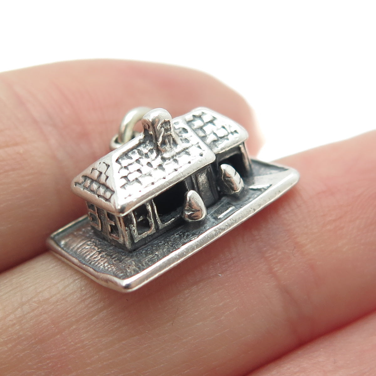 925 Sterling Silver Vintage Old House Charm Pendant