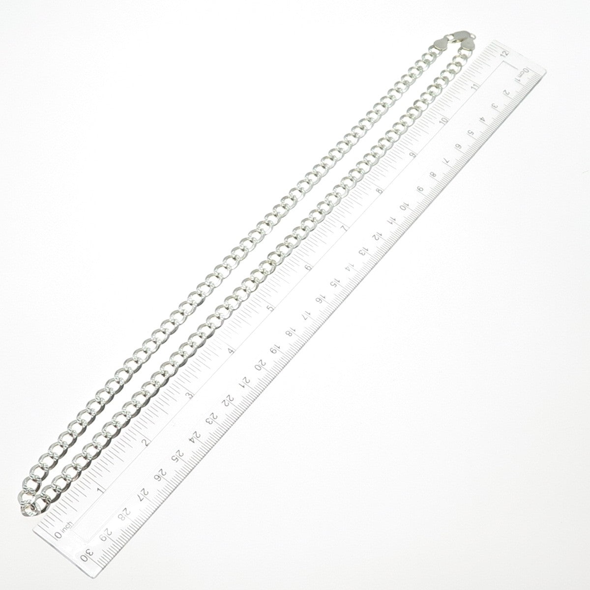 925 Sterling Silver Vintage Italy Diamond-Cut Curb Chain Necklace 24"