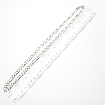 925 Sterling Silver Vintage Italy Diamond-Cut Curb Chain Necklace 24"